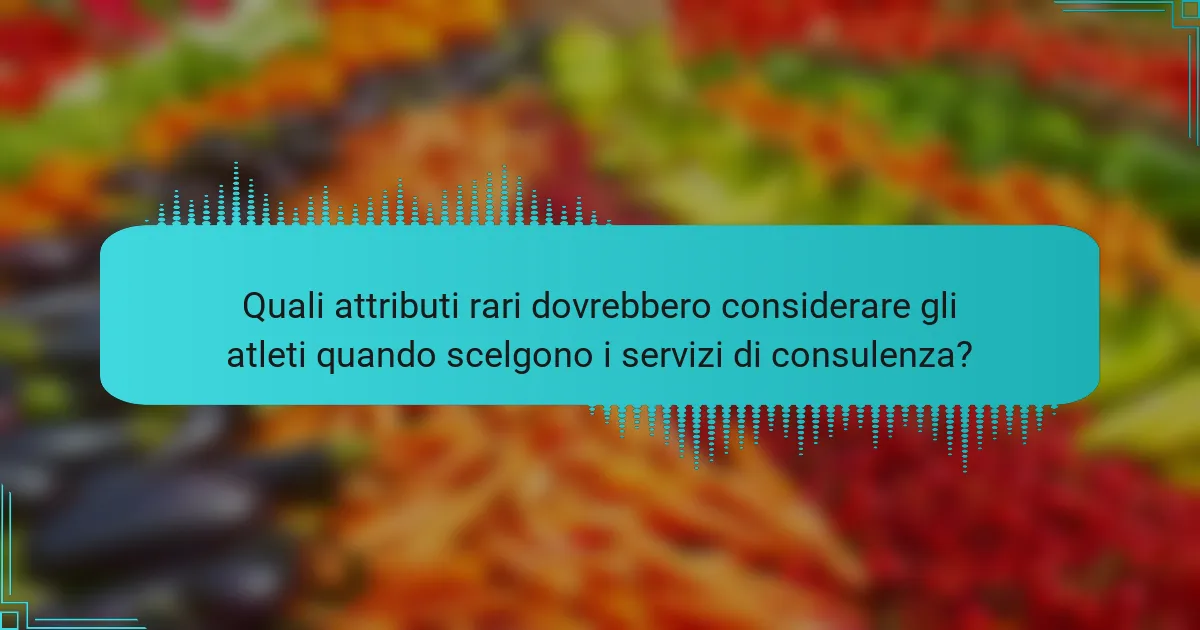 Quali attributi rari dovrebbero considerare gli atleti quando scelgono i servizi di consulenza?