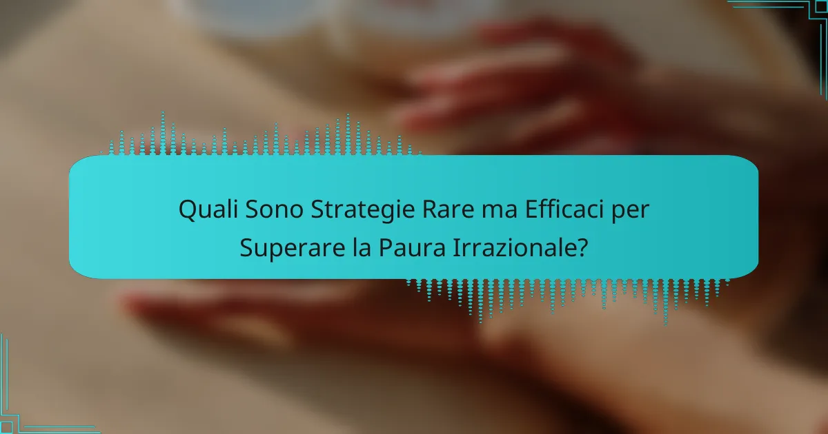 Quali Sono Strategie Rare ma Efficaci per Superare la Paura Irrazionale?