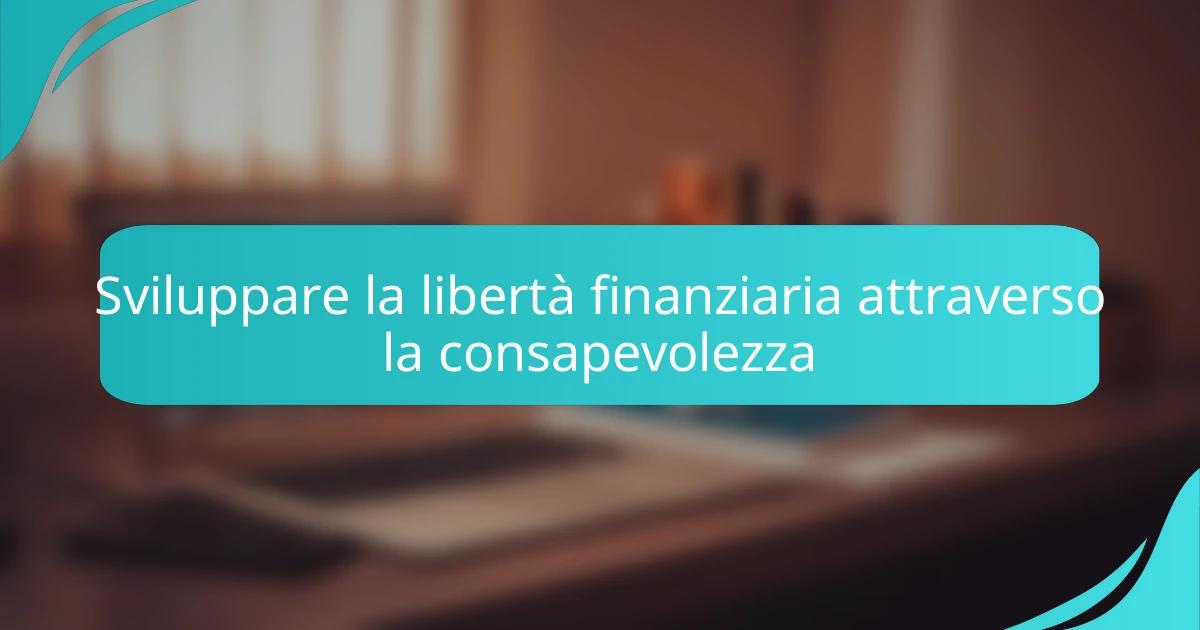 Sviluppare la libertà finanziaria attraverso la consapevolezza